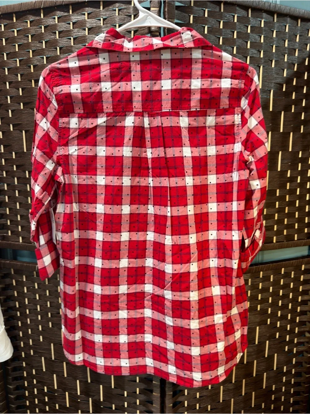 Old Navy Girls Red and White Plaid Button-Down Shirt Size small NWT